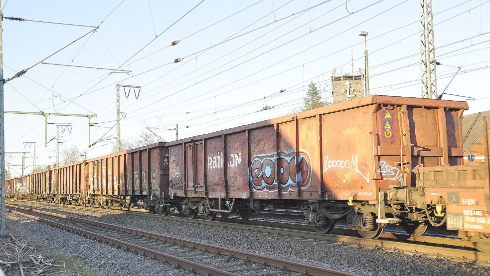 Durchfahrende Güterzüge sorgen seit einem Jahr für ungewöhnlich starke Vibrationen auf einem Teil der Strecke durch Leer. Foto: Wolters