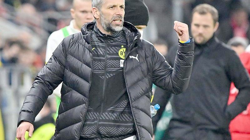 Dortmunds Trainer Marco Rose gibt sich kämpferisch. Foto: Torsten Silz/dpa