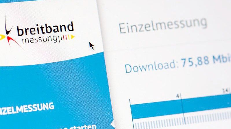 Das Ergebnis einer Downloadmessung auf der Desktop-App „Breitbandmessung.de“ der Bundesnetzagentur. Foto: Fernando Gutierrez-Juarez/dpa-Zentralbild/dpa