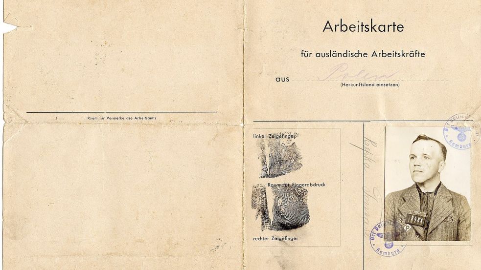 Die Arbeitskarte eines polnischen Zwangsarbeiters, der für den Bau des Flakturms IV eingesetzt wurde. Foto: St. Pauli-Archiv
