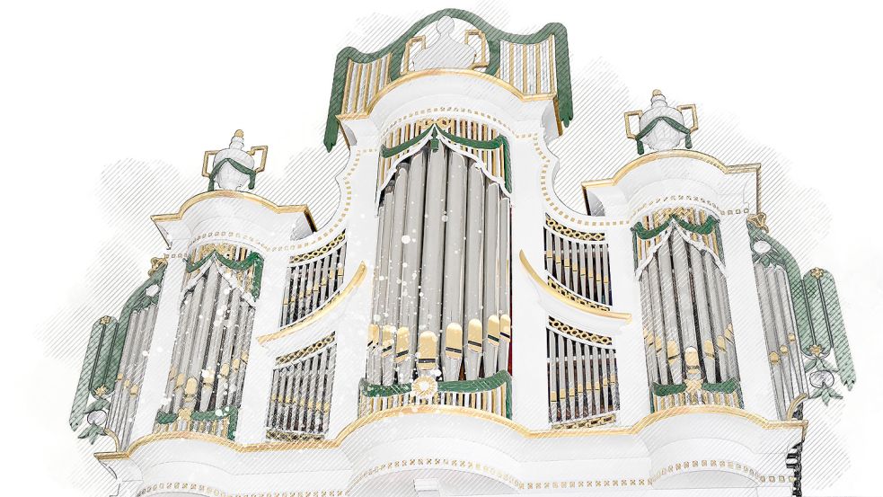 Hinter der Orgel ist die Form des Gewölbes gut zu sehen.