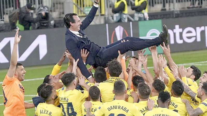 Im Mai 2021 gewann der FC Villarreal die Europa League. Foto: Janek Skarzynski/Pool AFP/AP/dpa