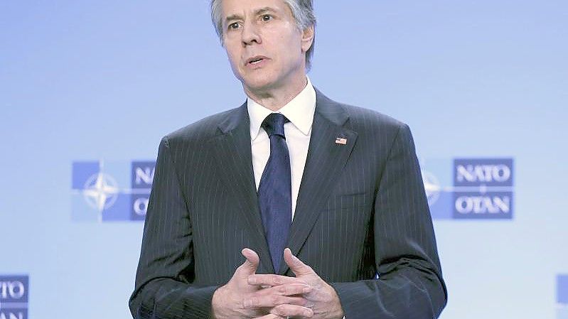 US-Außenminister Antony Blinken spricht bei einem Treffen mit Nato-Generalsekretär Stoltenberg in Brüssel. Foto: Evelyn Hockstein/Pool Reuters/AP/dpa
