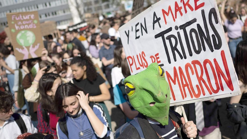 Zu Tausenden gingen Fridays For Future Demonstranten in Frankreich zuletzt wieder auf die Straße, wie hier am 25. März. In Umfragen zeigt sich bei den unter 30-Jährigen aber ein großes Desinteresse an der anstehenden Präsidentschaftswahl. Foto: afp/Loic Venance