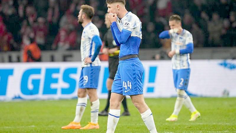 Hertha BSC verlor gegen den 1. FC Union Berlin mit 1:4. Foto: Sören Stache/dpa