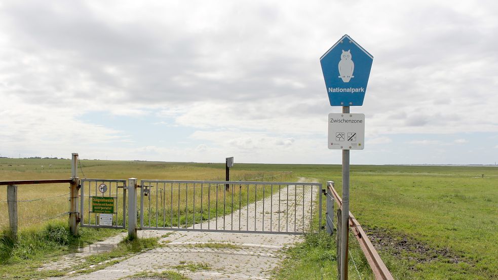 Ein Nationalparkschild an der ostfriesischen Küste. Foto: Oltmanns