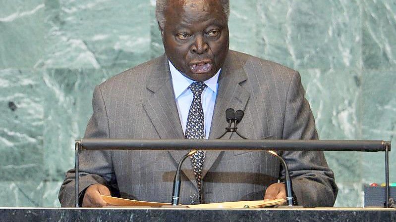 Mwai Kibaki während der UN-Generaldebatte im September 2011. Foto: Jason Szenes/EPA/dpa
