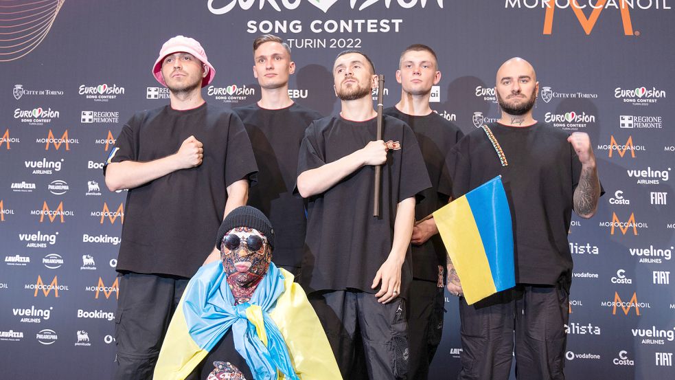 Das Kalush Orchestra nach seinem Sieg beim Eurovision Song Contest 2022. Foto: Büttner/dpa