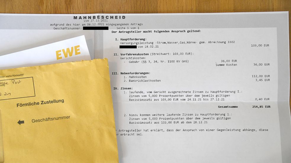 Mahnverfahren der EWE wirken auf betroffene Kunden teilweise wie Psychoterror. Foto: Ellinger