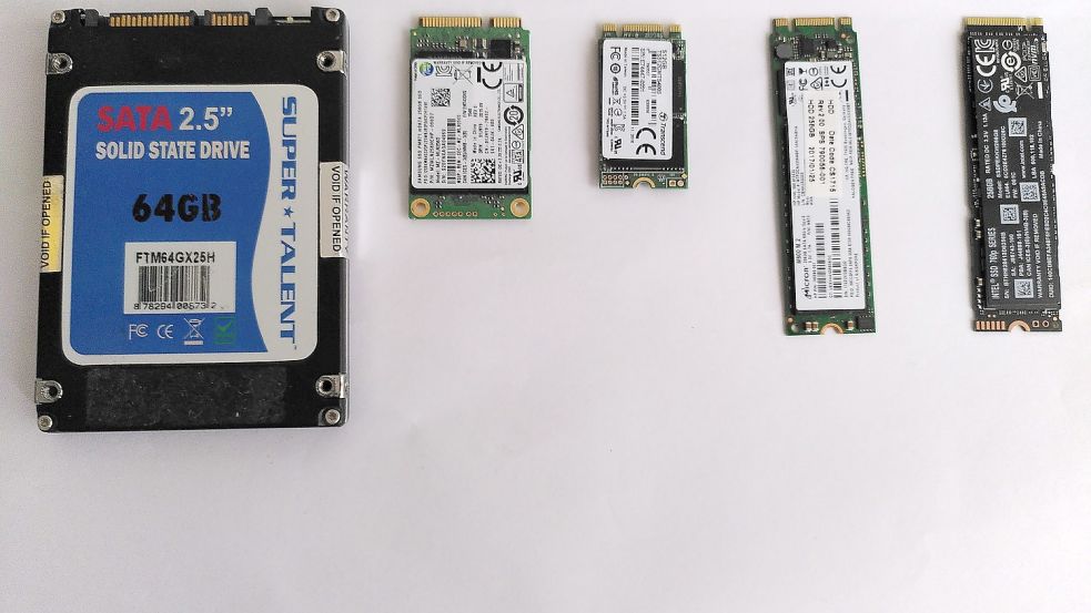 Beispielefür tatsächliche SSD-Festplatten. Foto: privat
