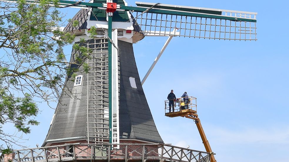 Von einem Steiger aus gelangten die Arbeiter an die Bauteile oberhalb der Galerie. Foto: Wagenaar