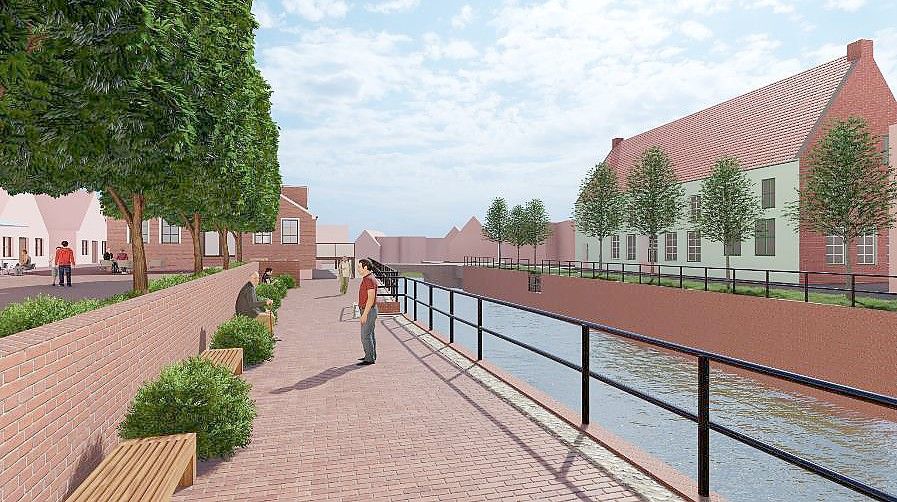 Die Uferpromenade am Marktplatz soll völlig neu und barrierefrei gestaltet werden. Grafik: NWP