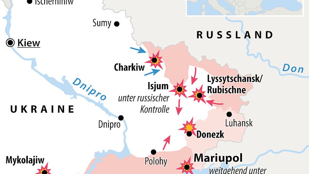 Russlands Angriff auf die Ukraine (19.04.2022) Foto: dpa Grafik
