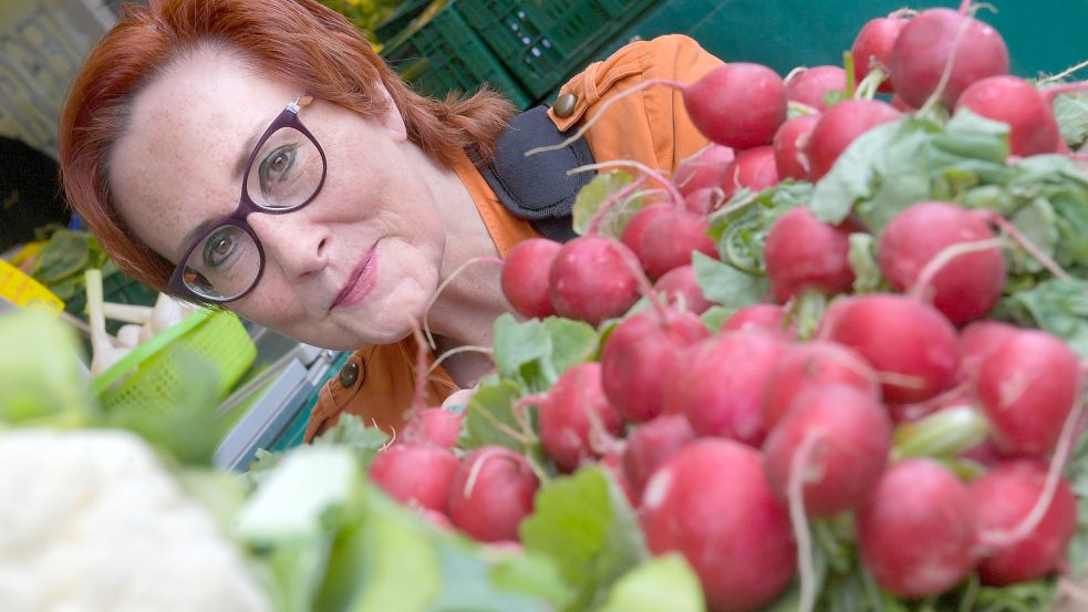 Wie man mit Ernährung das Klima positiv beeinflussen kann, hat Gabriele Boschbach schon ganz gut raus. Foto: Ortgies