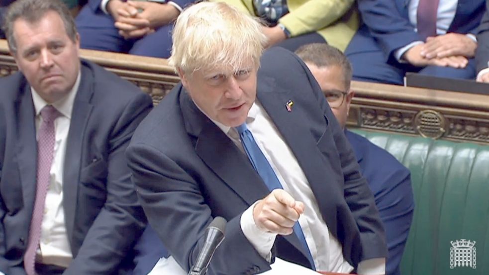 Boris Johnson wählte zum Abschied ein Zitat aus dem Film „Terminator“ Foto: dpa/House Of Commons
