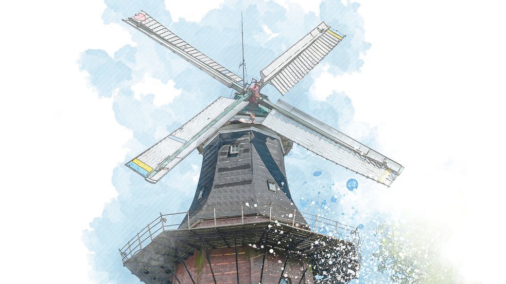 In Bunde steht eine der höchsten und schnellsten Mühlen der Region. Foto: Ortgies/Gestaltung: Will