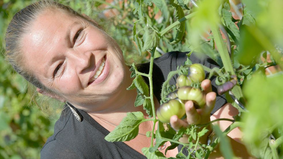 Tomaten wachsen an der Hauswand – mit den Früchten fing die Gartenleidenschaft bei Miriam Graul an. Foto: Ortgies