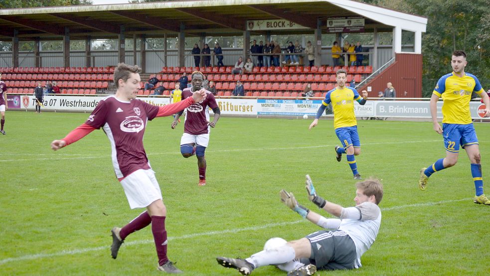 Der TuS Weener spielte vergangene Saison noch in der Ostfrieslandliga, kann jetzt zum ersten A-Klassen-Spiel nicht antreten. Archivfoto: Weers