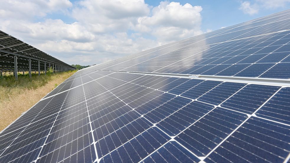 Ein 14 Hektar großer Solarpark soll in Suurhusen in der Gemeinde Hinte entstehen. Es gibt aber Verzögerungen. Symbolfoto: DPA