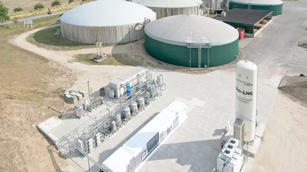 Die Anlage in Darchau produziert künftig flüssiges Bio-LNG („Bio Liquefied Natural Gas“) zum Antrieb von Lkw. Foto: Maria Lamping