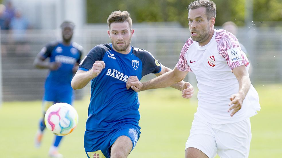Tido Steffens (links) war neben André N`Diaye der auffälligste Kickers-Offensivspieler. Sein Tor reichte jedoch nicht zum Punktgewinn.