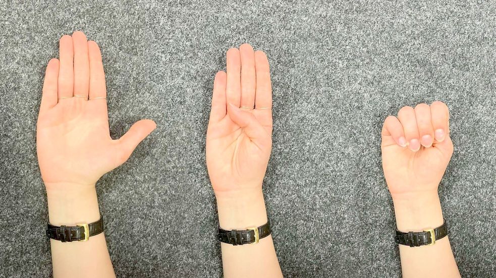 Diese Abfolge von Handzeichen soll Menschen helfen, die in Not sind. Fotos: Hoppe