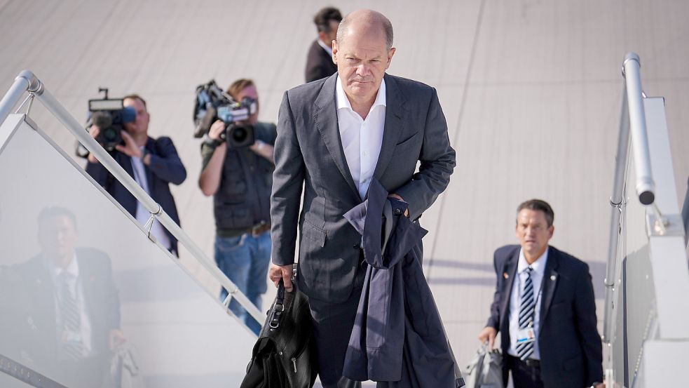 Bundeskanzler Olaf Scholz (SPD) wirbt in Kanada um Wasserstoff und Flüssiggas, um die Energienot Deutschlands zu lindern Foto: DPA