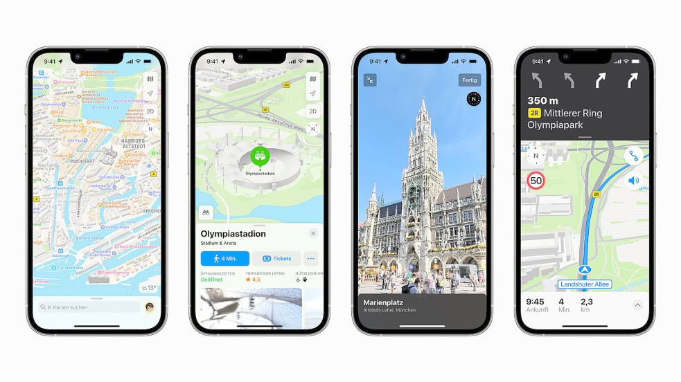 „Mit der neuen Karten App wird die Planung jeder Reise einfacher und macht mehr Spaß“, schreibt Apple in der Pressemitteilung zur neuen „Umschauen“-Funktion. Foto: Apple