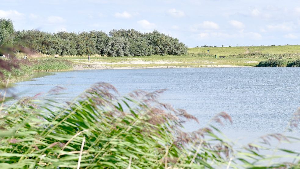 Der Badesee in Greetsiel ist zurzeit wieder von Blaualgen befallen. Foto: Wagenaar