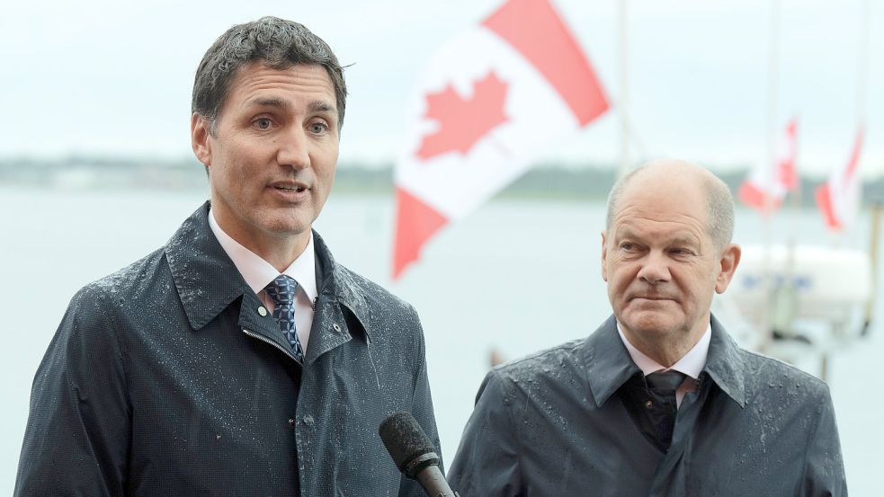 Engere Kooperation vereinbart: Kanadas Premier Justin Trudeau und Bundeskanzler Olaf Scholz. Foto: picture alliance/dpa/Canadian Press via ZUMA Press