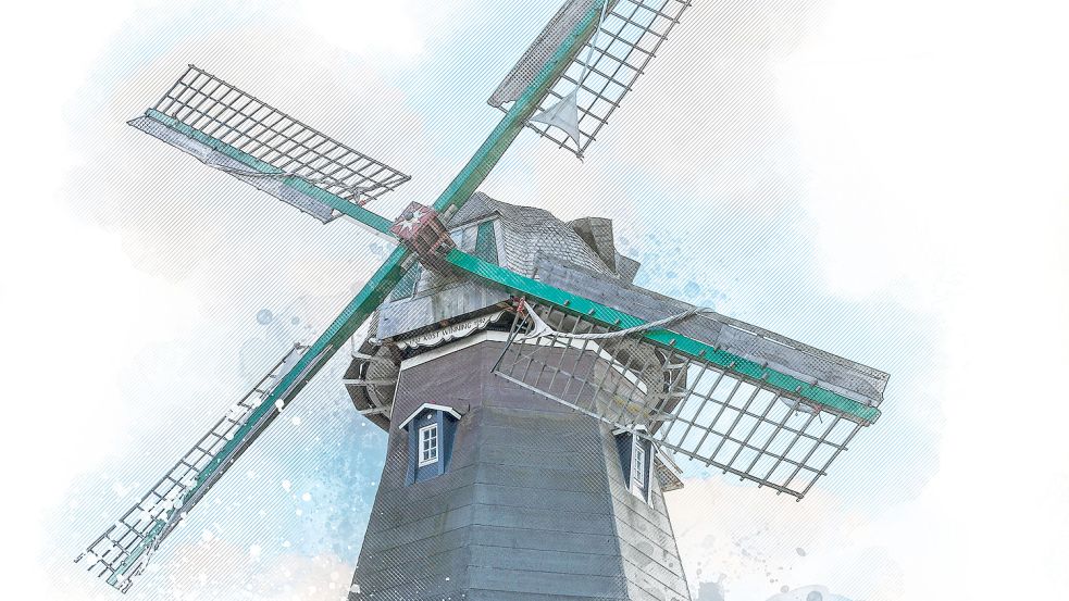 Die älteste Mühle in Ostfriesland steht in Larrelt. Foto/Grafik: Ortgies/Will