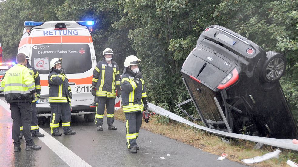 Der Kia überschlug sich bei dem Unfall. Foto: Wolters