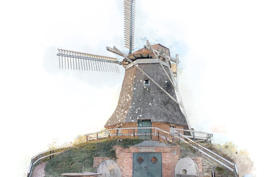 Die Mühle in Burlage ist ein Wallholländer. Fotos: Vogt/Gestaltung: Schüür