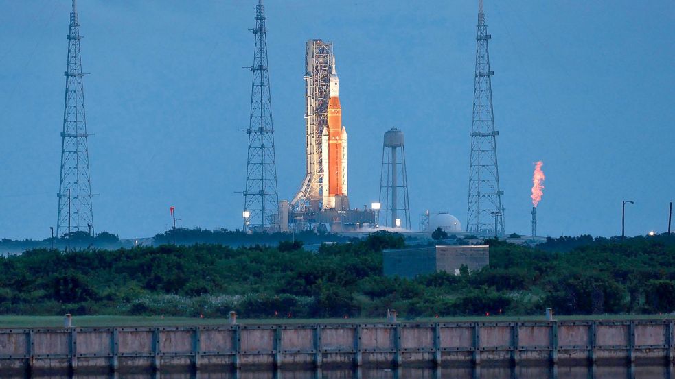 Die „Artemis I“ im Kennedy Space Center, Florida. Foto: Joe Burbank/Orlando Sentinel via ZUMA Press/dpa/Archivbild
