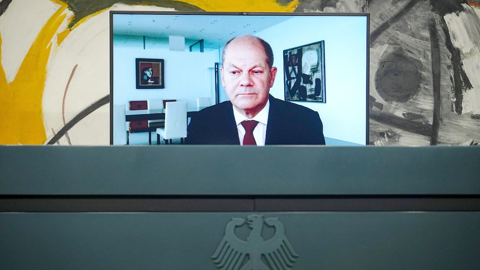 Ernst und entschlossen: Kanzler Olaf Scholz. Foto: DPA