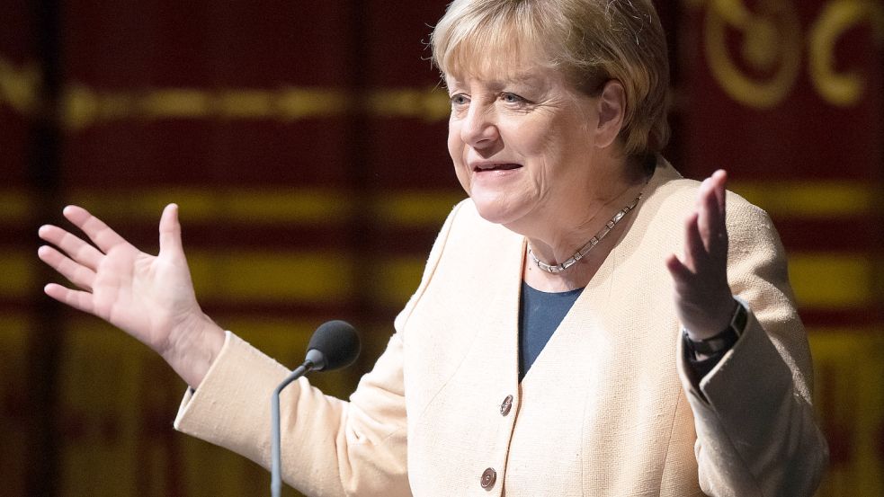 Angela Merkel beim Festakt zum 77-jährigen Bestehen der Süddeutschen Zeitung in München teil. Foto: dpa/Sven Hoppe