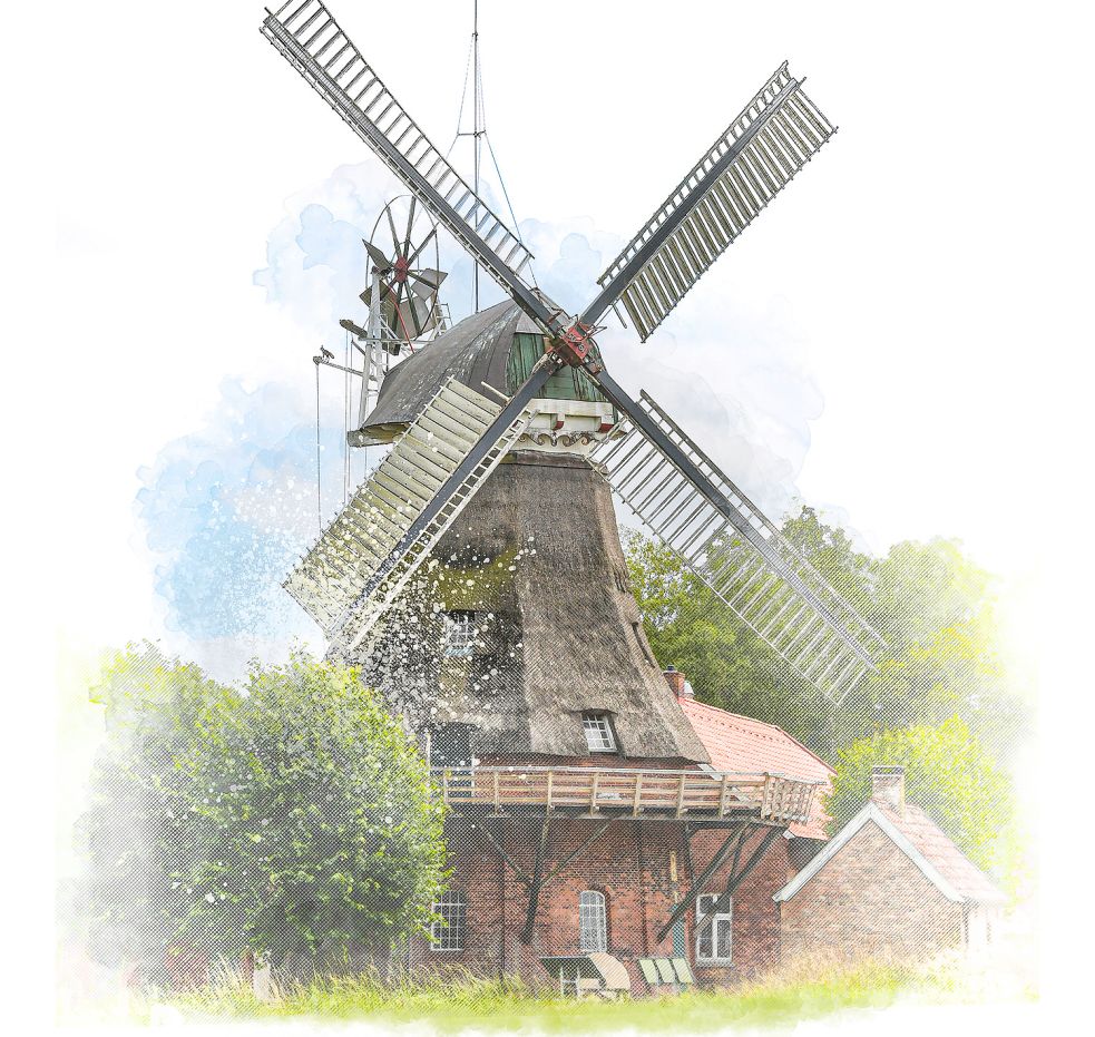 Die Mühle in Bagband ist 1812 erbaut worden. Foto: Ortgies/Gestaltung: Will
