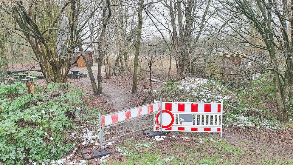DerStapelmoorer Park, hier der Weg zur Köhlerhütte, ist schon seit drei Jahren gesperrt. Foto: Archiv