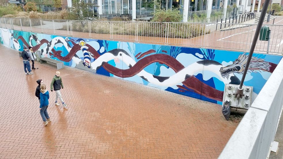 So sah das Kunstwerk bereits am Sonnabendnachmittag aus. Foto: Bothe