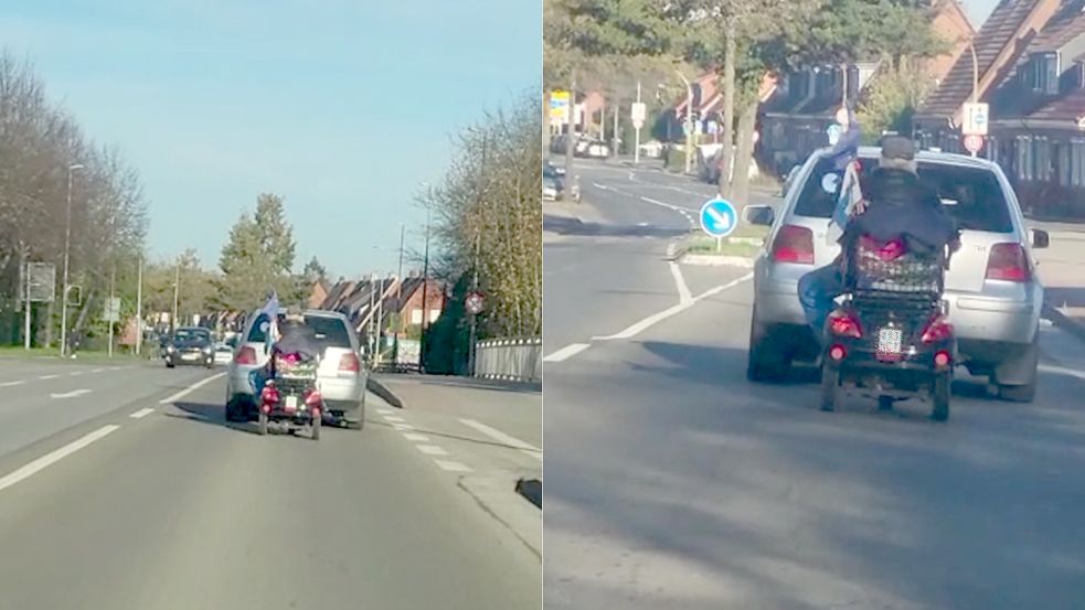 Diese Szene konnte ein Emder am vergangenen Sonntag auf der Petkumer Straße festhalten. Foto: privat