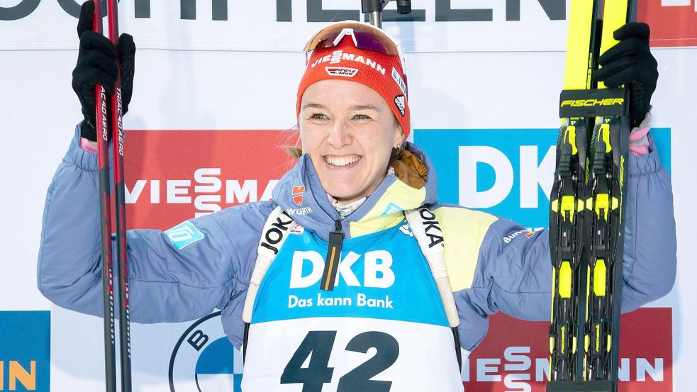 Siegreich in Hochfilzen: Denise Herrmann-Wick. Foto: Georg Hochmuth/APA/dpa