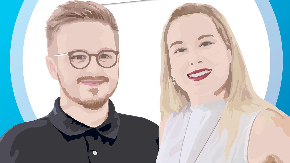 Daniel Noglik und Kristina Groeneveld laden alle zwei Wochen einen Gast ins Studio ein. Grafik: Will