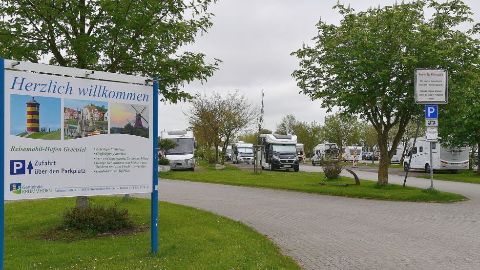 In Greetsiel ist der Wohnmobil-Stellplatz in der Saison meist voll. Die Nachbargemeinde Hinte hinkt noch hinterher, was die Camping-Möglichkeiten angeht. Das soll sich ändern. Foto: Wagenaar/Archiv