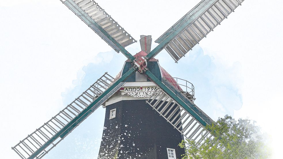 Zeitweise gab es nur noch den steinernen Unterbau der Mühle in Rhaude. Foto: Ortgeis/Gestaltung: Will