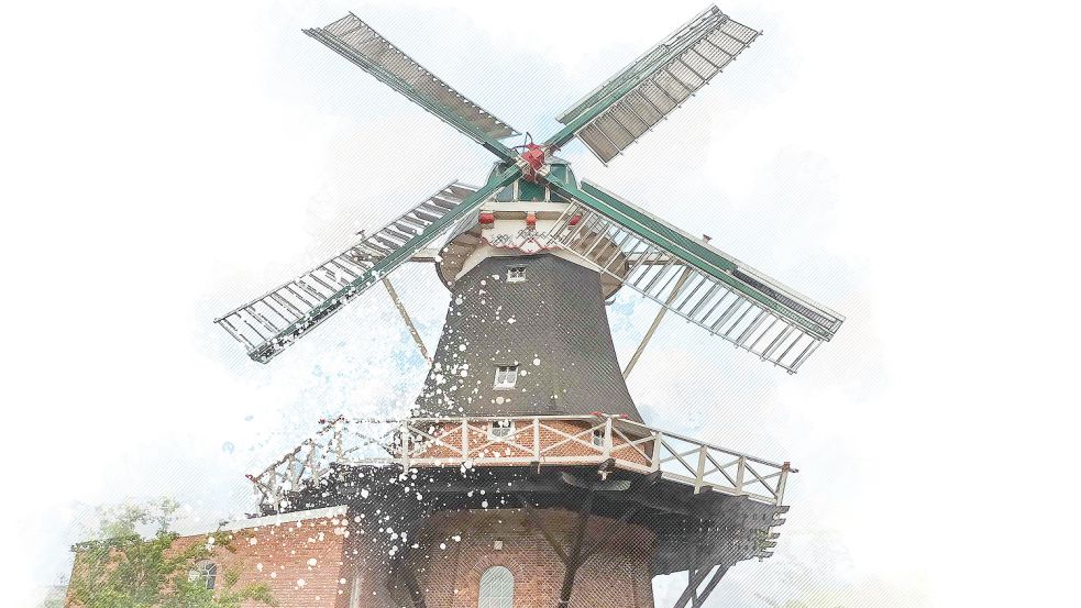 Die Mühle in Idafehn ist eine von ehemals drei in der Gemeinde Rhauderfehn. Foto: Vogt/Gestaltung: Will