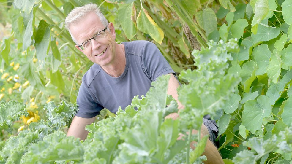 Rudolf Bleeker will 2023 wieder etwas neues ausprobieren – Artischocken oder Suppenbohnen. Foto: Ortgies/Archiv