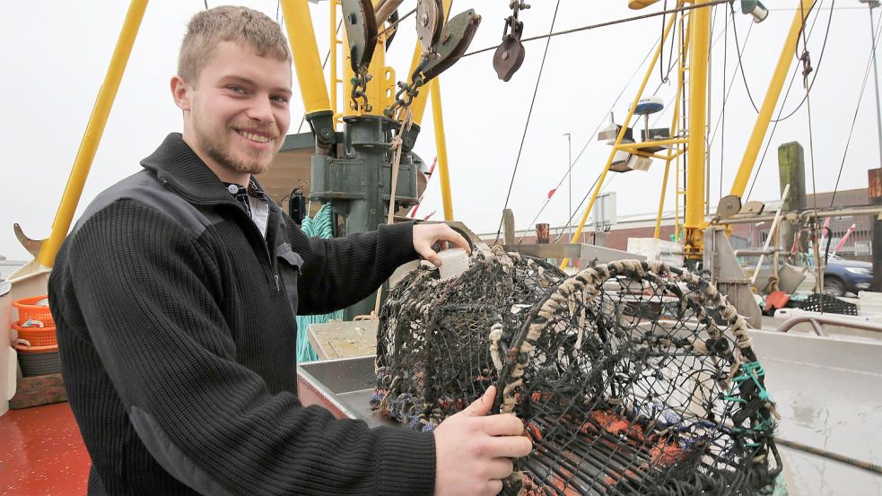 Mit solchen Körben geht Johann Conrad auf Hummer- und Taschenkrebsfang. Foto: Böning