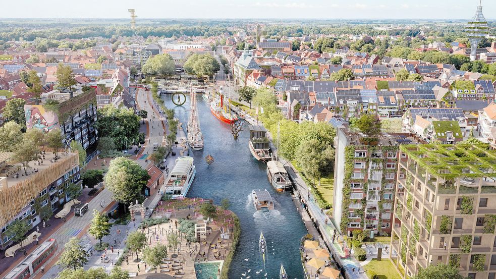 Könnte so Emden in 20 Jahren aussehen? Foto: Emder Ratsdelft 2045 by Reinventing Society & loomn (CC BY NC SA 4.0)