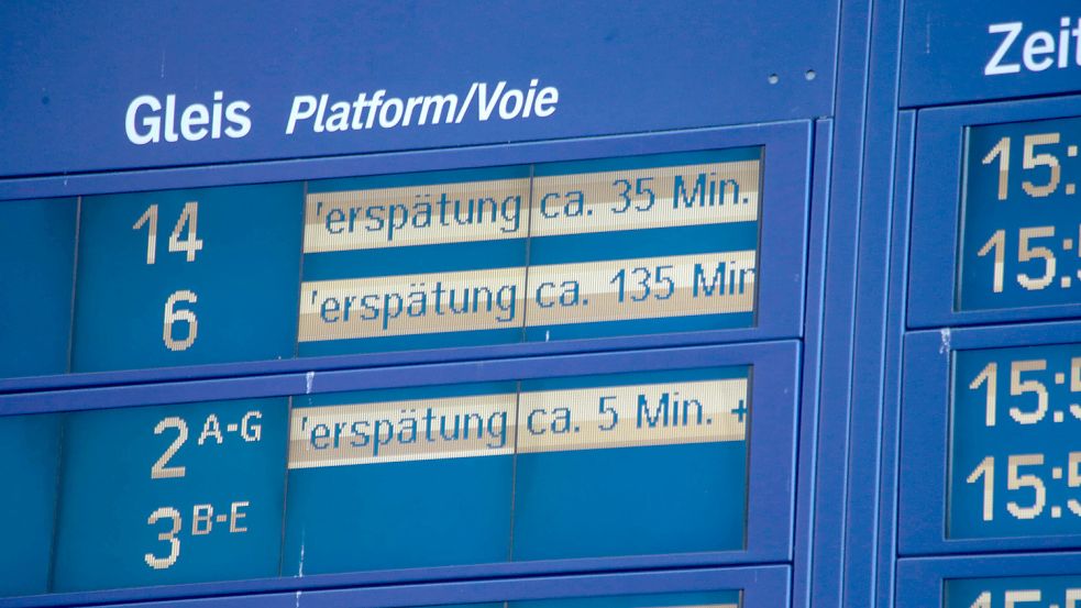 Die Pünktlichkeitsquote der Deutschen Bahn lag 2022 bei 65 Prozent. Auf einigen Strecken kam es besonders häufig zu Verspätungen. Foto: IMAGO IMAGES/Rolf Kremming