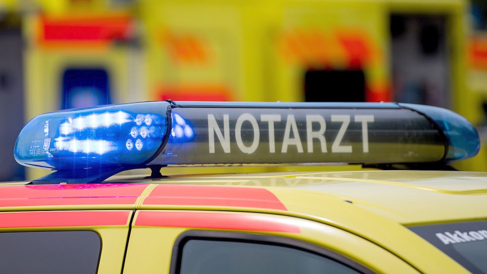 Ein Blaulicht auf einem Notarztwagen. Das Unfallopfer wurde schwer verletzt im Rettungswagen in ein Krankenhaus gebracht. Foto: DPA